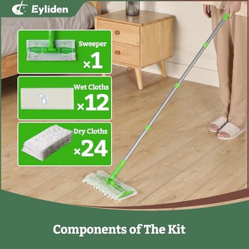 Eyliden Mop Starter Kit with 36 Refills(12 Wet Wipes + 24 Dry Cloths) — view 5