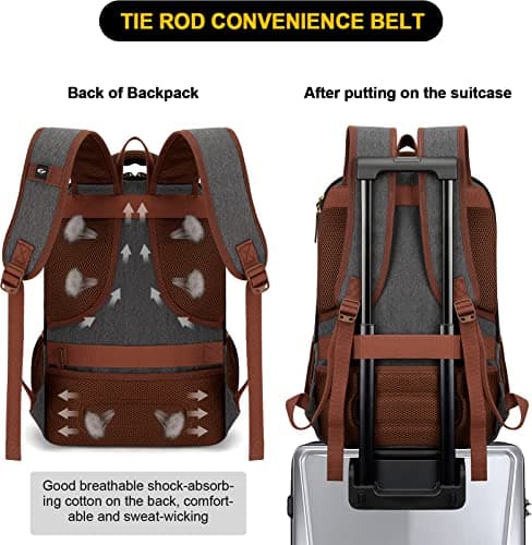 Tzowla Canvas Laptop Backpack Mens Womens,Vintage Travel Work Hiking Backpacks,School College Rucksack Fits 15.6-17.3 Inch Computer,Bookbag with USB Charging Port (Dark Grey, 15.6inch) — view 4