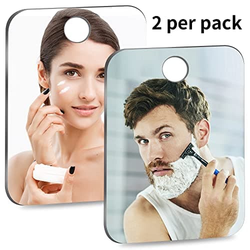 Fogless Shower Mirror for Shaving Men - 2 Pack (6x4) Small Anti-Fog Shatterproof Acrylic Bathroom Mirror, Unbreakable Travel Camping Wall Hanging Fog Free Handheld Mirror — view 2