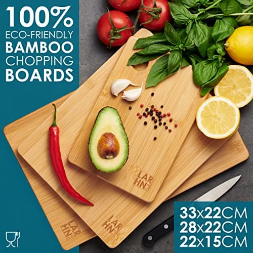 Premium Extra-Thick Wooden Chopping Boards - 3 Piece Bamboo Chopping Board Set - 33x22cm / 28x22cm & Duracell Rechargeable AA Batteries (Pack of 4), 2500 mAh NiMH, pre-Charged, Our No. 1 — view 3