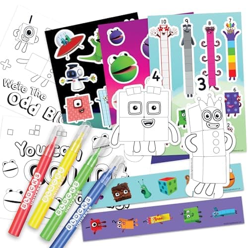 Numberblocks Sticker Activity Set – 40+ Pieces Kids Sticker Sheets with Felt Tips, Colouring Characters – Educational Maths Learning – Kids Party Bag Fillers, Creative Maker Kitz by Bladez Toyz — view 2