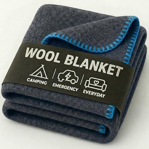 Jmr Usa Inc. Military Wool Blanket for Camping, Emergency and Everyday Use, Fire Retardant Extra Thick and Warm Outdoor Wool Blanket, 70% Wool, Navy, Size 62X84.