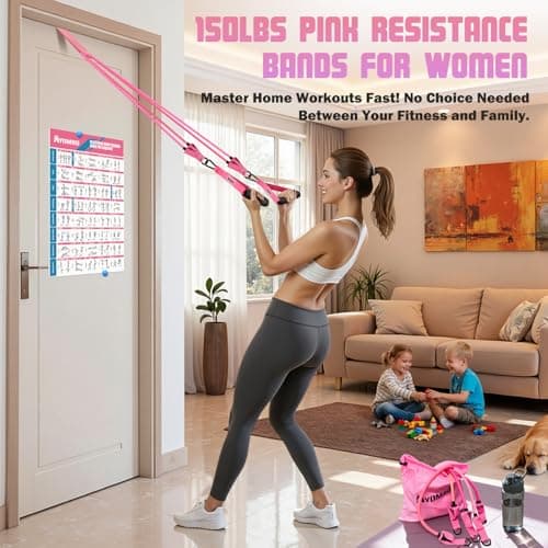 Resistance Bands, Exercise Bands with Handles, Fitness Bands, Workout Bands with Door Anchor and Ankle Straps, for Heavy Resistance Training, Physical Therapy, Shape Body, Yoga, Home Workout Set — view 2