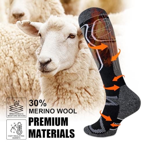 Effeet Merino Wool Ski Socks Men, Thermal Knee High Socks 2 Pairs — view 3