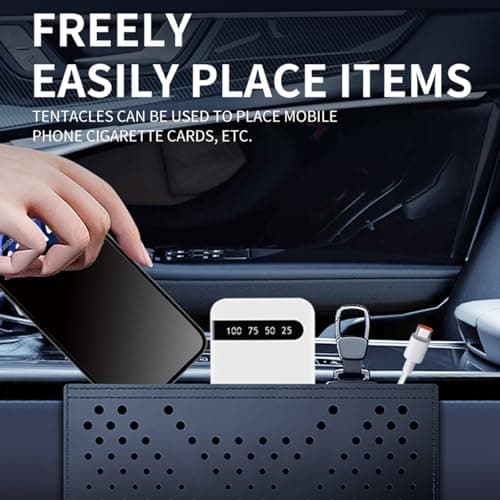 Car Storage Bag Phone Holder Adhesive Net Pocket Design Space Efficient Family Travel Organizer — view 4