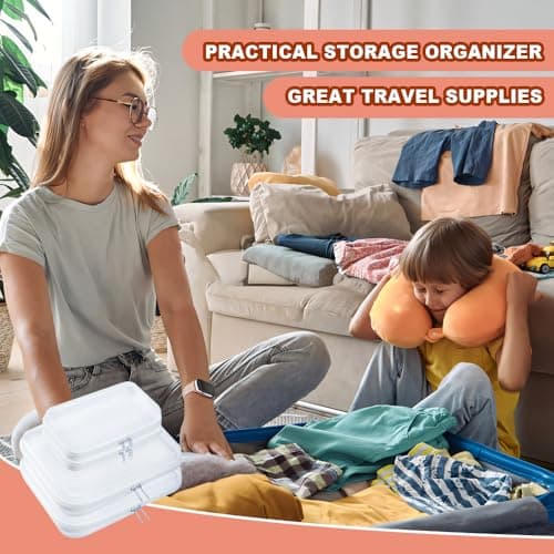 4Pcs Zippered Hard Pouch, BOJVESH Zippered Transparent Cases, Clear Hard Shell Zipper Case, Waterproof Cosmetic Toiletry Bag, Portable Travel Organizer for Toy Storage Bin, Puzzles (White, M+S) — view 6