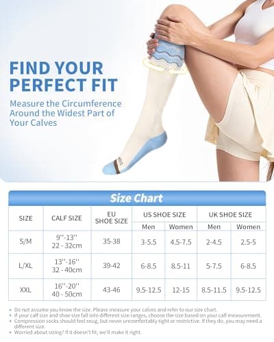 CAMBIVO Compression Socks for Women and Men, 15-20 mmHg Flight Socks — view 3