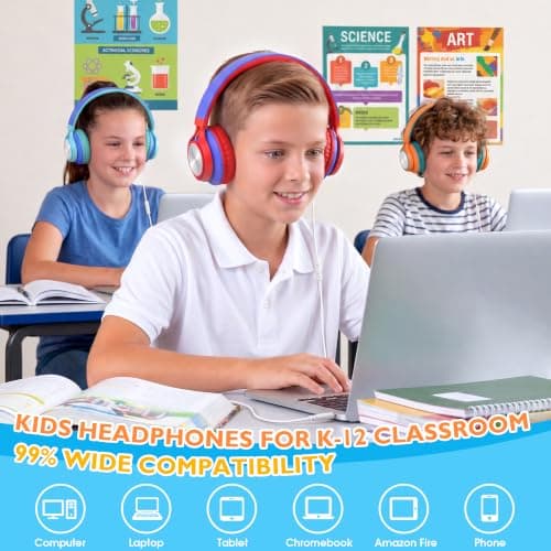 AILIHEN Classroom Headphones Bulk 10 Pack with Microphone, Multicolor — view 2