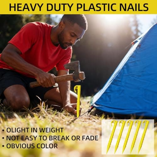 20-Piece Plastic Tent Stakes, Durable Camping Pegs with Spiral Design for Secure Ground Anchoring, Ideal for Tents, Canopies, and Outdoor Use — view 4