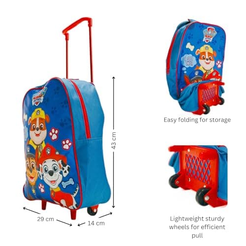 Paw Patrol Kids Cabin Bag Suitcase - Lightweight with Wheels and Telescopic Handle - Ideal for Short Breaks, Holidays, Sleepovers, and School Trips — view 2
