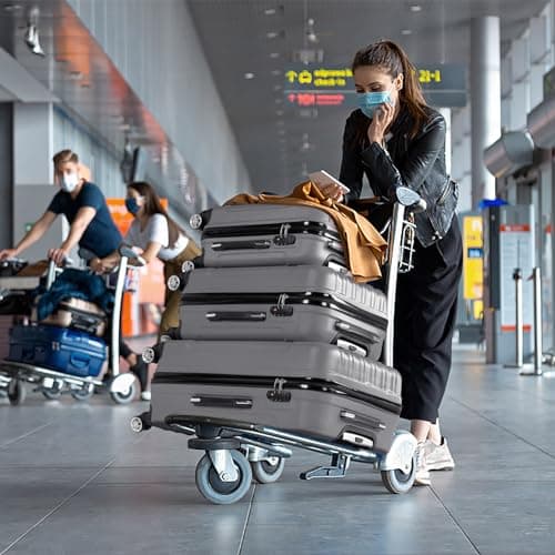 Karl home Set of 3 Suitcase Set, Luggage Sets with 4 Rolling Spinner Wheels TSA Lock, Lightweight Hardside Carry On or Check in Trolley Travel Case, Silver Grey ABS Hard Shell — view 5