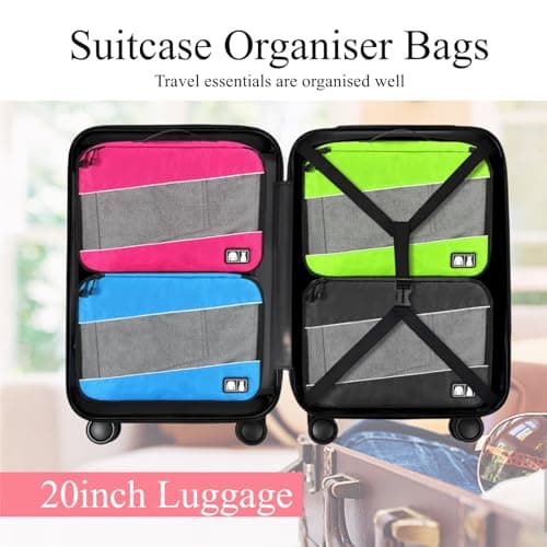 Packing Cubes for Suitcases,SWEDOU 4pcs Large Packing Cubes Luggage Carry-On Suitcase Oragniser Bags for Travel Waterproof Storage Bag for Clothes (4color) — view 4