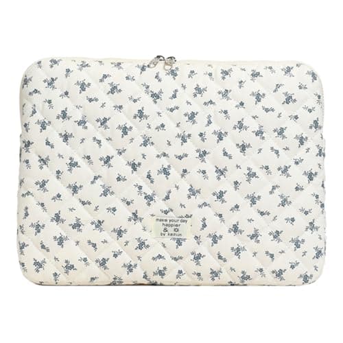 Puffy Quilted Laptop Sleeve Case for 11/13/15 inch Notebook, Cute Floral Protective Puffer Bag for MacBook Women Aesthetic