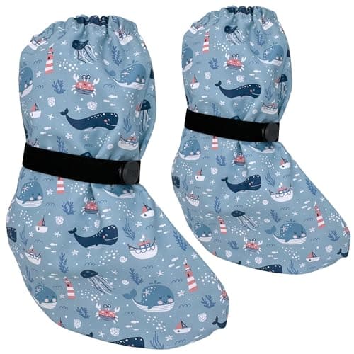 HECKBO baby rain booties without fleece rain shoe covers - Sea - 3-18 months - overshoes crawling shoes