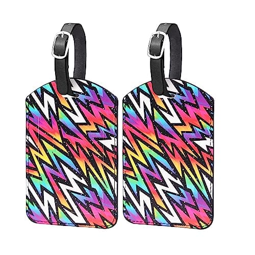 Luggage Tags,2 Pcs Leather Baggage Labels,Luggage Tags for Suitcases,Travel Luggage Tag with Name ID Card for Luggage Cruise Waterproof Travel Accessories (Lightning)