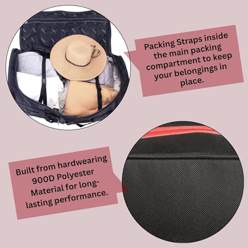 Extra Large Wheeled Holdall Suitcase Sports or Travel Bag Trolley Luggage (34", Black/Red) — view 6