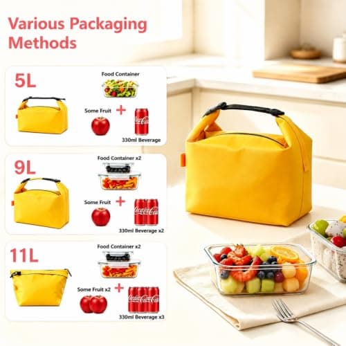 Insulated Lunch Bag for Men Women, Leakproof Thermal Cooler Tote Bag — view 4