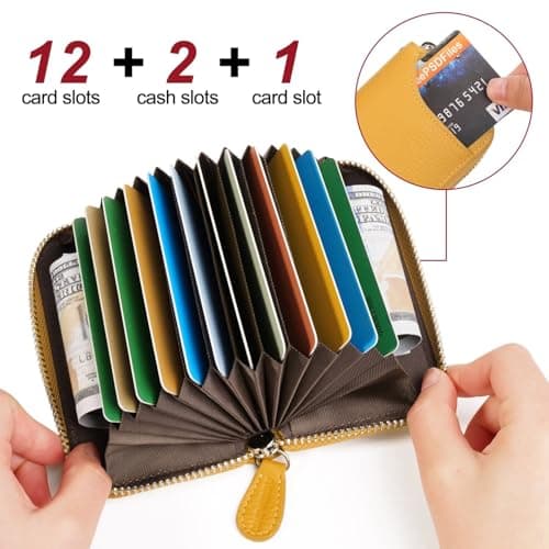 GADIEMKENSD Credit Card Holder RFID Sleeves Wallets Thin Carteras para Mujer Boho Tarjeteros De Mujer Mini Purse for Travel Card Cases & Money Organizers Cash Envelope Wallet for Womens Gift Yellow — view 2