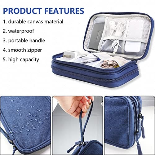 Teskyer Travel Cable Organiser Bag, Travel Essential, Navy Blue — view 4