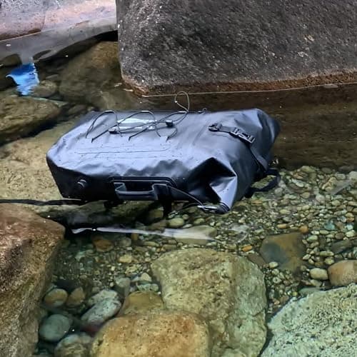 AFISHTOUR Heavy Duty Waterproof Dry Bag Backpack - 35L Roll-Top Floating Dry Bag Backpack for Motorcycles, Kayaking, Rafting, Boating, Camping, Hiking, Fishing (Black) — view 3