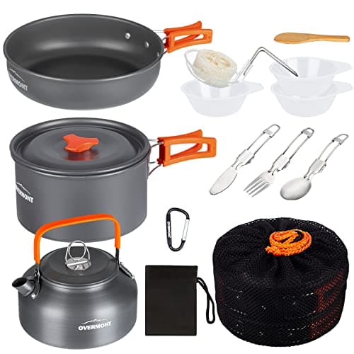 OVERMONT Camping Cookware Set Outdoor Cooking Kettle Mess Kit