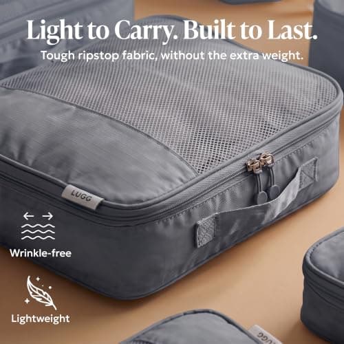 LUGG 8 Set Compression Packing Cubes for Suitcases – Suitcase Organiser Set, Lightweight 290D Polyester Waterproof Travel Bags, Luggage Packing Organizers, Travel Essentials for Men & Women — view 4
