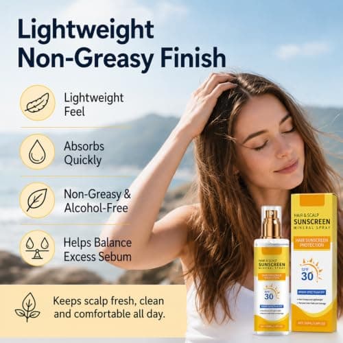 Scalp & Hair Sunscreen Spray SPF 30+,Non-Greasy Scalp Sunscreen, Sun Protection for Hairs,Lightweight UV Hair Protector Spray, Sun Cream Perfect for Beach, Hiking & Outdoor Sport,100ml — view 4
