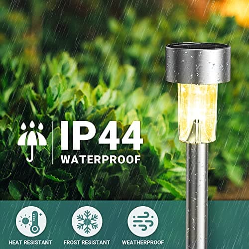 GIGALUMI Solar Lights Outdoor Garden Waterproof,12 Pack,Stainless Steel LED Solar Garden Lights for Patio, Lawn, Yard and Landscape Decor, Color Changed — view 4