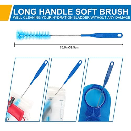 TAGVO Hydration Bladder Cleaning Kit, 5 in 1 Water Bladder Cleaner Set - 3 Brushes, Collapsible Hanger & Carry Pouch, Water Reservoir Cleaning Tools for Hydration Backpack — view 2