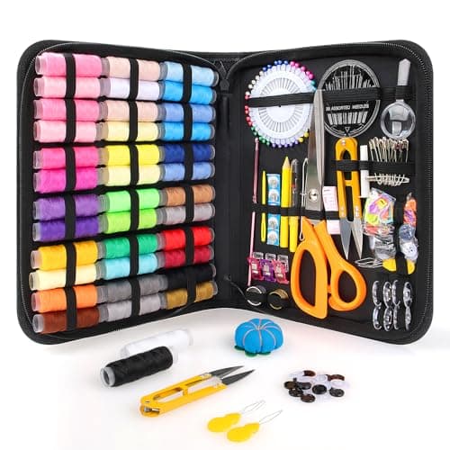Goeveo Sewing Kit for Adults Beginners, DIY, Home, Travel, Emergency, Repair, Small Sewing Supplies with Case Thread Needle Scissors, Portable 198 Pcs Sewing Accessories Gifts for Mum Grandma Kids