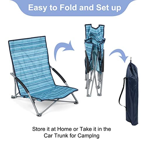 Unibos Set of 2 Folding Low Camping Chair, Lightweight,Foldable,Portable Garden Beach Chair Perfect for Camping,Garden,Festivals,Fishing,Caravan Trips and BBQs (Blue Multi) — view 6