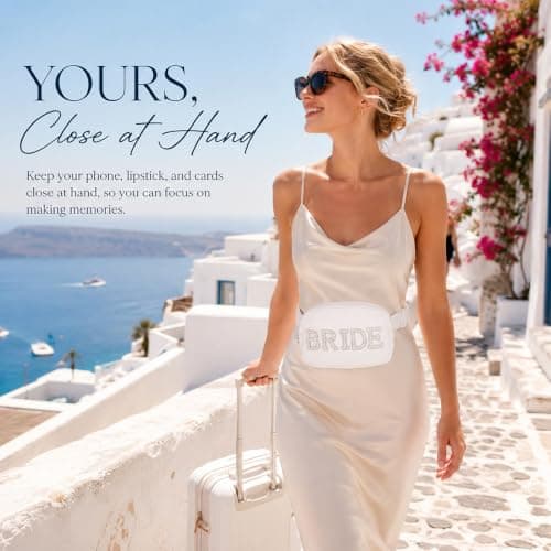 White Bride Fanny Pack with Pearl Letters for Hen Party Events — view 5