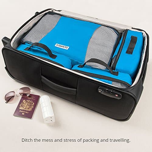 Savisto Packing Cubes 6 Piece Set, Durable & Lightweight Travel Essentials for Suitcases - Includes 1 XL, 2 L, 2 M, 1 S - Available in 8 Stylish Colours - Blue — view 2