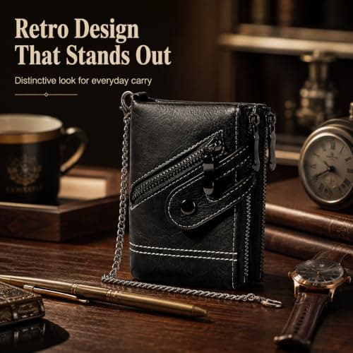 Rayakt Mens Wallets with Zip Coin Pocket Leather Wallets for Men — view 3