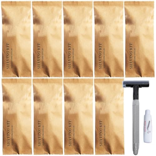 10Pack Luxury Individually Wrapped Hotel Disposable Razors Kit With Shave Cream; Clean and Hygienic; Eco-Friendly Travel Private Body Razor; Portable Shaving Razor Set for Home Hotel Travel