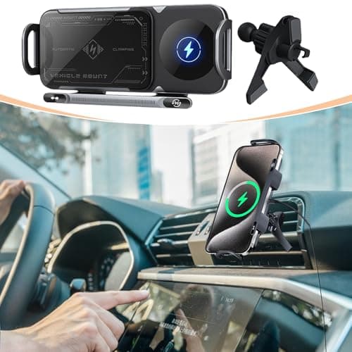 Fnaekier Car Phone Mount | Magnetic Foldable Phone Charger Holder for Car | Non-Slip Fast Charging for Pad All Smartphones Drivers Travel Road Vehicle Pickups Sedans — view 3