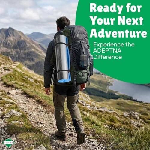 ADEPTNA Heavy Duty Waterproof Roll Up Foil Camping Hiking Mountaineering Picnic Exercises Mat Eva Foam Sleeping Mattress Thermal Insulated – It Keeps Cold And Dampness Away (BLUE) — view 3