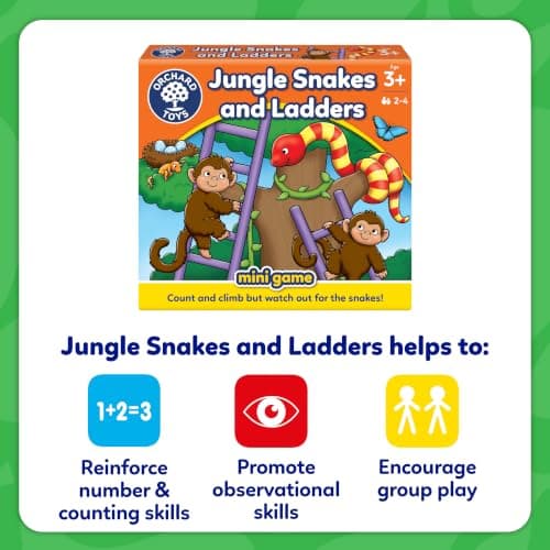 Orchard Toys Jungle Snakes and Ladders, Mini Game, Small and Compact, Ideal for Holiday and Travel, Perfect for Children Aged 4 — view 5