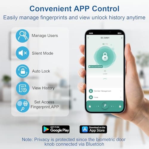 Gavdhe Fingerprint Door Lock & Biometric Door Knob with App – 3-in-1 Keyless Entry Smart Door Lock with Auto-Lock & Interior Lockable, Secure Your Home, Office, Bedroom & Apartment Gold — view 2