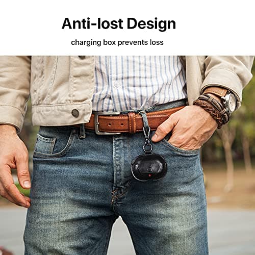 Handmade Genuine Leather Earphone Travel Storage Case Cover suits for Beats Studio Buds True Wireless TWS Earbuds Durable Carrying Protective Cover (CF1136Black-A) — view 4