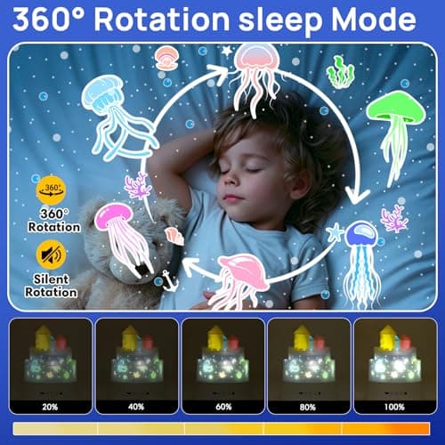Kids Night Light Projector, Sensory Toys Baby Toys,12 Music & 23 Films, Dimmable+Timer+Remote Projector, Rechargeable Sleep Aid with 360° Rotating, Remote & Timer, Birthday, Christmas gift, Room Decor — view 3
