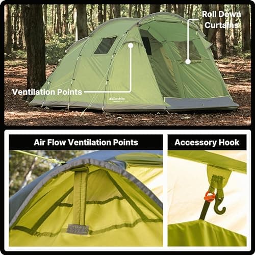 Eurohike Sendero 6 Man Family Tent with Porch & Spacious Living Area, 6 Person, Waterproof, Easy to Pitch, Tunnel Design, Ideal for Family Camping Trips & Festivals, 2000mm HH — view 5