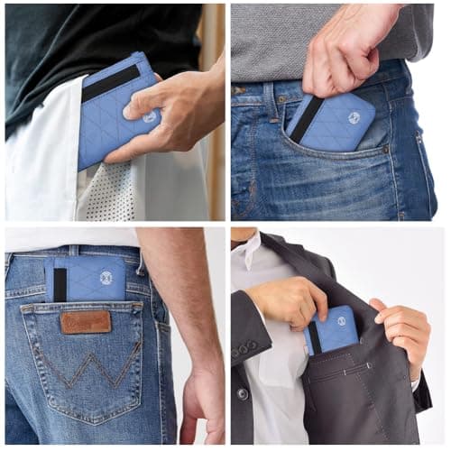 DiULi Secure RFID Blocking Wallet for Men | Slim Card Holder with Metal Zip & Coin Pocket | Durable Nylon Travel Zip Pouch | Compact EDC Wallet | Sky Blue — view 6