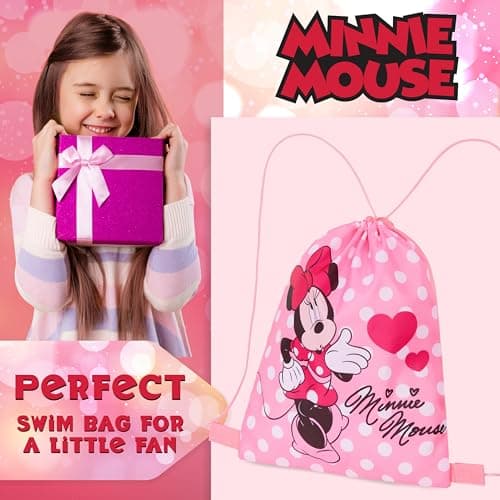 Disney Stitch Drawstring Bags for Kids Swimming Bag Spiderman String Backpack School PE Kit Travel Beach Holiday Sports Gym (Pink Minnie) — view 3