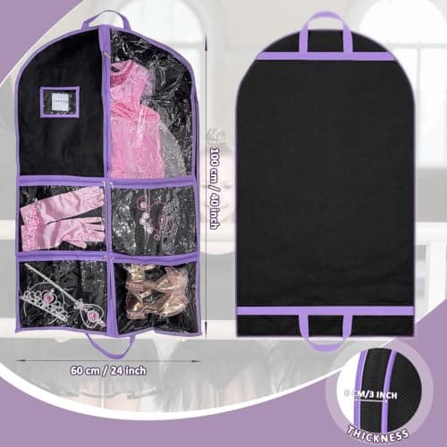 RIDESAIPU Costume Garment Bags for Dancers,Clothes Covers Protector Bags for Travel,Suits,Costume,Cheer Uniform,Cosplay 40" x 24"(Purple,2 Pack) — view 2