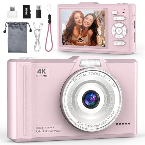 QIVORO Digital Camera 4K 64MP Portable Vlogging Camera with 32GB SD Card