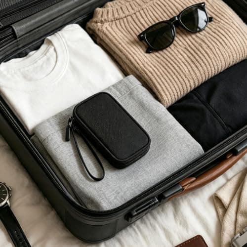 Travel Cable Organiser Bag, Portable Tech Pouch (Single-Layer Black) — view 6