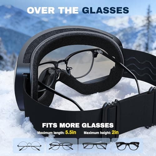 DOMOR Ski Goggles, Skiing Goggles for Men Women Youth Teen, Anti-fog UV Protection, Anti-Glare Snowboard Goggles for Skiing Snowboarding Cycling Motorcycle — view 4