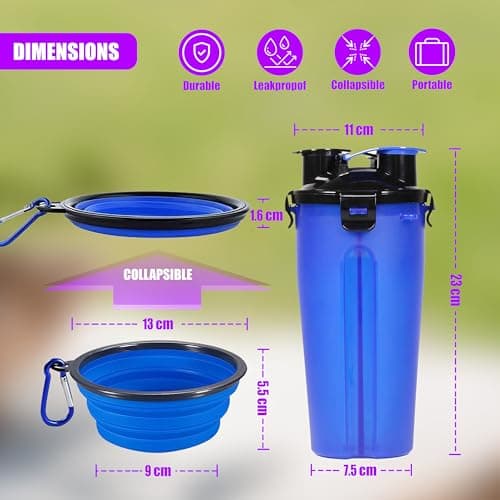 GEEZY 2 in 1 Dog Water & Food Bottle with Collapsible Bowl – Dual Compartments, Leakproof Lid, Travel-Friendly, Easy Grip – Great for Walks, Hiking, Outdoors, Dog & Puppy Lovers — view 6