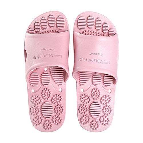 Nwarmsouth Casual Anti-Slip Floor Sandals,Home non-slip slippers, soft sole massage sandals-leather powder_UK6-UK6.5,Slim Glamour Flip Flops